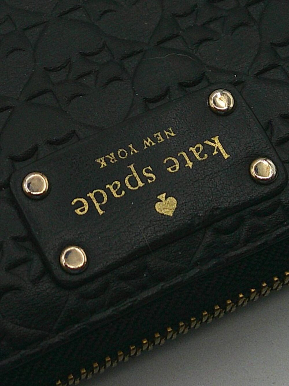 Kate Spade Authentic Neda Penn Place Embossed Black Leather Wallet 8 x 4.5 x 1